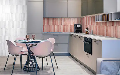 Background tile, Color pink, Style zellige, Ceramics, 7.5x30 cm, Finish glossy