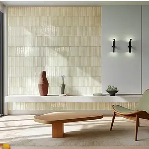 Background tile, Color green, Style zellige, Ceramics, 5x25 cm, Finish glossy