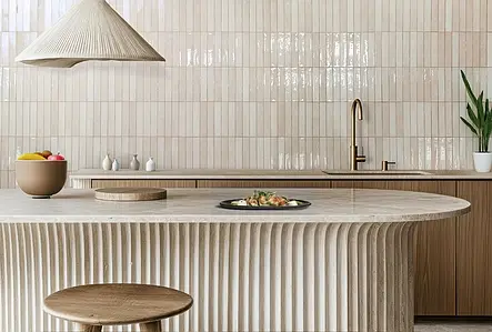 Background tile, Color beige, Style zellige, Ceramics, 5x25 cm, Finish glossy