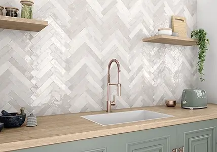 Background tile, Color grey, Style zellige, Ceramics, 5x25 cm, Finish glossy