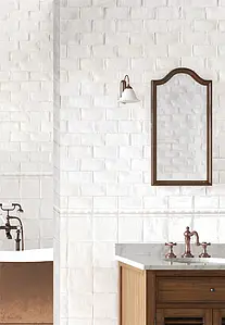 Background tile, Effect unicolor, Color white, Ceramics, 15x15 cm, Finish glossy