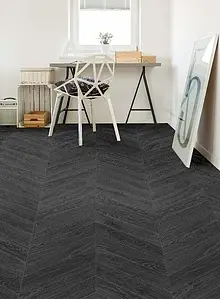 Background tile, Effect wood, Color grey,black, Glazed porcelain stoneware, 8x40 cm, Finish matte