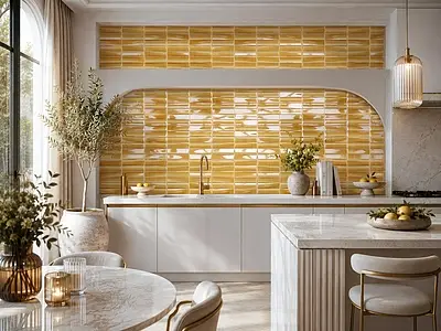 Mosaic effect tiles, Color yellow, Ceramics, 20x20 cm, Finish glossy