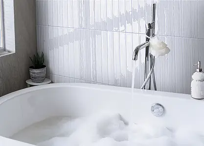 Background tile, Color white, Ceramics, 5x40 cm, Finish glossy
