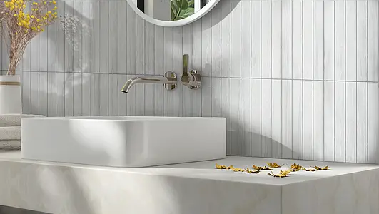 Background tile, Color white, Ceramics, 5x40 cm, Finish matte