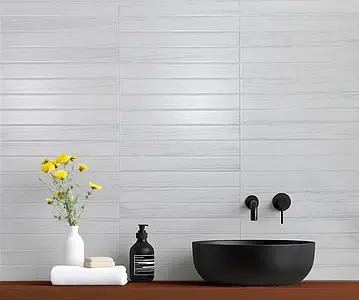 Background tile, Color white, Ceramics, 5x40 cm, Finish matte