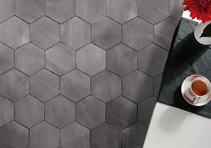 Background tile, Effect concrete, Color black, Glazed porcelain stoneware, 20x24 cm, Finish matte