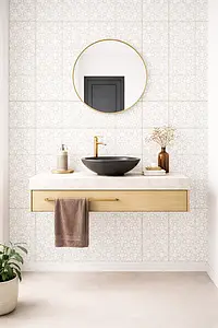 Background tile, Color white, Style oriental,zellige, Glazed porcelain stoneware, 22.3x22.3 cm, Finish matte