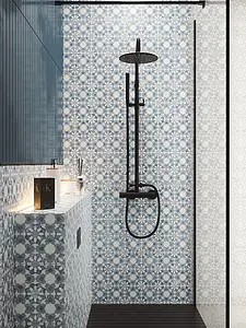 Background tile, Color sky blue, Style oriental,zellige, Glazed porcelain stoneware, 22.3x22.3 cm, Finish matte