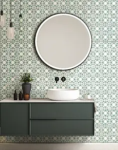 Background tile, Color green, Style oriental,zellige, Glazed porcelain stoneware, 22.3x22.3 cm, Finish matte