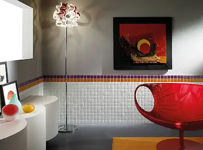 Mosaico, Effetto unicolore, Colore arancio, Vetro, 31.8x31.8 cm, Superficie lucida