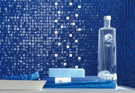 Mosaik, Textur pärlemor, Färg marinblå, Glas, 29.5x29.5 cm, Yta blank