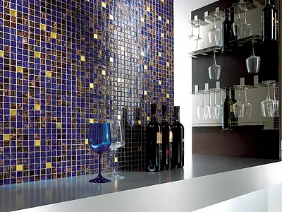 Mosaik, Textur pärlemor, Färg marinblå, Glas, 32.7x32.7 cm, Yta blank