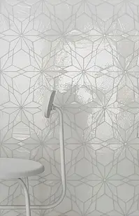 Farve hvid, Mosaik flise, Glas, 21x36.5 cm, Overflade blank