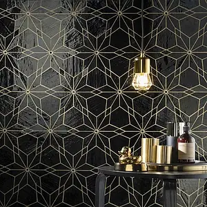 Mosaic tile, Color black, Glass, 21x36.5 cm, Finish glossy
