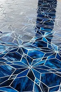 Mosaik flise, Farve marineblå, Glas, 21x36.5 cm, Overflade blank
