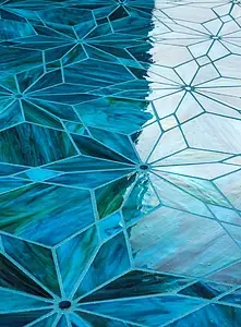Mosaik, Farbe hellblaue, Glas, 21x36.5 cm, Oberfläche glänzende