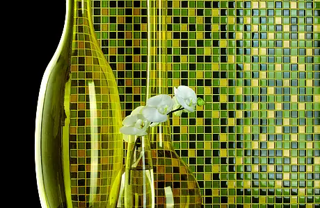 Mosaik flise, Farve med flere farver, Glas, 30x30 cm, Overflade blank