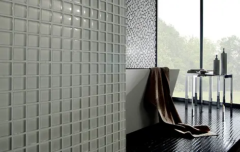 Mosaik, Färg grå, Glas, 30x30 cm, Yta blank