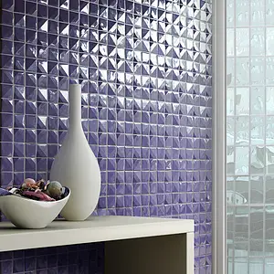 Mosaik flise, Effekt ensfarvet, Farve violet, Glas, 32.7x32.7 cm, Overflade blank