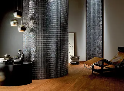Mosaik, Optik perlmutt, Farbe schwarze, Glas, 30x30 cm, Oberfläche glänzende