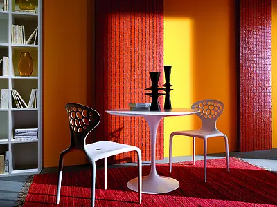 Mosaico, Effetto madreperla, Colore arancio, Vetro, 30x30 cm, Superficie lucida