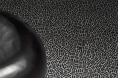Mosaik, Färg svart, Stil designer, Glaserad granitkeramik, 31.5x31.5 cm, Yta matt