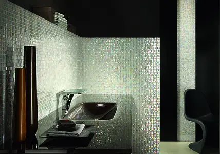 Mosaikkflis, Effekt perlemor, Farge hvit, Glass, 29.5x29.5 cm, Overflate glanset