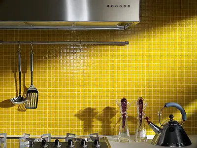 Mosaic tile, Effect unicolor, Color beige, Glass, 32.7x32.7 cm, Finish glossy