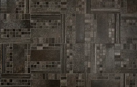 Mosaik, Färg svart, Stil designer, Glaserad granitkeramik, 30x30 cm, Yta halksäker