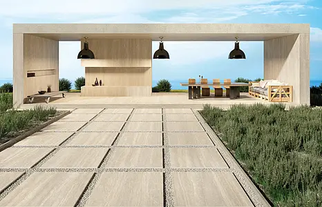 Background tile, Effect travertine, Color beige,brown, Unglazed porcelain stoneware, 100x100 cm, Finish antislip