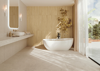 Background tile, Effect wood, Color beige, Ceramics, 33.3x100 cm, Finish matte