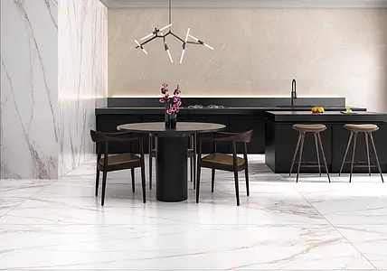 Background tile, Effect stone,calacatta, Color white, Unglazed porcelain stoneware, 100x260 cm, Finish polished