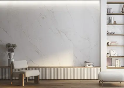 Background tile, Effect other marbles, Color white, Glazed porcelain stoneware, 100x275 cm, Finish matte