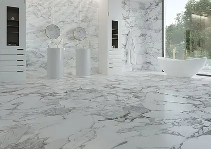Carrelage, Effet pierre,autres types de marbre, Teinte blanche, Céramique, 33.3x100 cm, Surface mate
