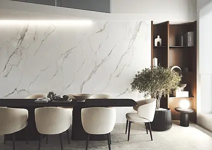 Background tile, Effect calacatta, Color grey,white, Unglazed porcelain stoneware, 100x275 cm, Finish polished