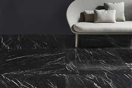 Carrelage, Effet pierre,autres types de marbre, Teinte noire,noir et blanc, Grès cérame émaillé, 60x120 cm, Surface polie