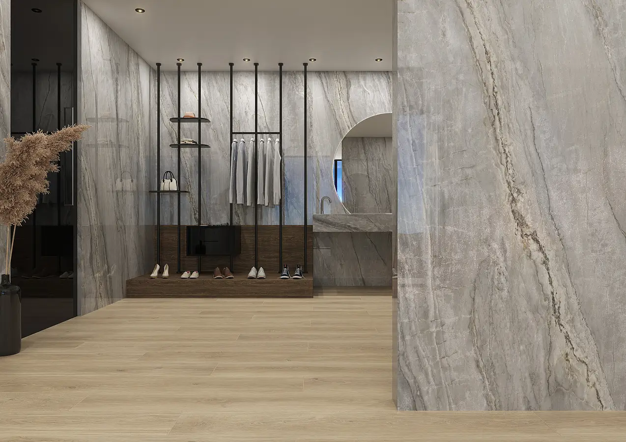 Background tile, Effect other marbles, Color grey, Glazed porcelain stoneware, 100x275 cm, Finish polished