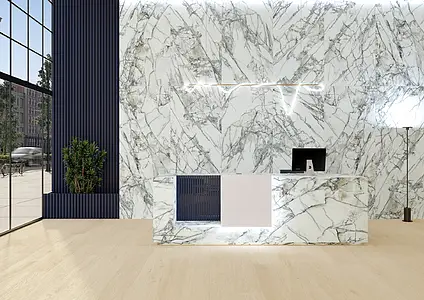 Background tile, Effect stone,other marbles, Color white, Unglazed porcelain stoneware, 100x260 cm, Finish matte