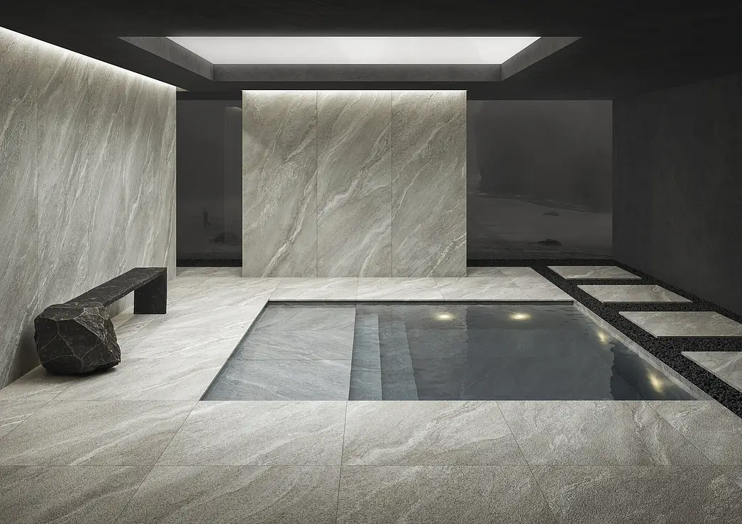 Background tile, Effect stone,other stones, Color grey, Glazed porcelain stoneware, 100x260 cm, Finish matte