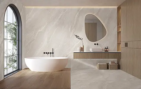 Background tile, Effect other stones, Color beige, Unglazed porcelain stoneware, 100x275 cm, Finish matte