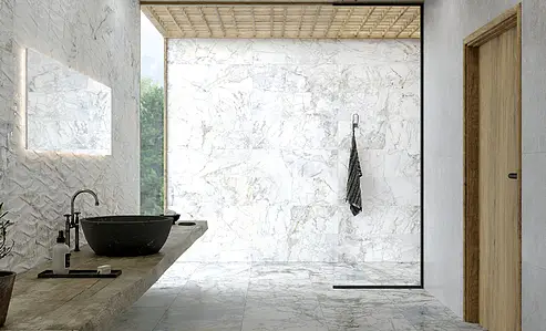 Piastrella di fondo, Effetto pietra,altri tipi di marmo,altri tipi di pietre, Colore bianco, Ceramica, 33.3x100 cm, Superficie opaca