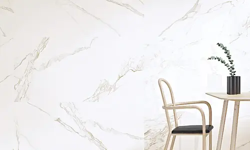 Background tile, Effect calacatta, Color white, Glazed porcelain stoneware, 60x120 cm, Finish polished