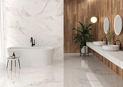 Background tile, Effect calacatta, Color white, Glazed porcelain stoneware, 60x120 cm, Finish matte