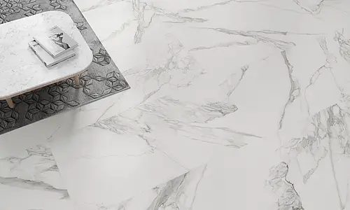 Taustalaatta, Teema luonnonkivi,other marbles,other stones, Väri valkoinen väri, Lasitettu porcellanato-laatta, 60x120 cm, Pinta matta