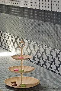 Effect concrete, Color black,white, Style designer, Background tile, Glazed porcelain stoneware, 20x20 cm, Finish matte