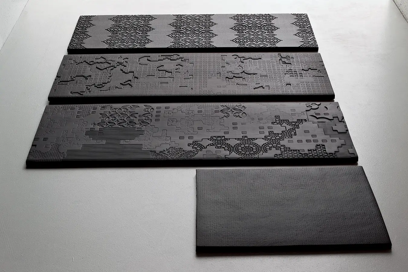 Background tile, Color black, Style patchwork,designer, Unglazed porcelain stoneware, 18x54 cm, Finish matte