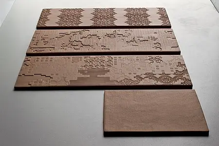 Bakgrunnsflis, Farge brun, Stil designer, Uglasert porselenssteintøy, 18x54 cm, Overflate matt