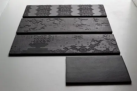 Hintergrundfliesen, Farbe schwarze, Stil design, Unglasiertes Feinsteinzeug, 18x54 cm, Oberfläche matte