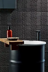 Basistegels, Kleur zwarte, Stijl designer, Ongeglazuurd porseleinen steengoed, 18x54 cm, Oppervlak mat